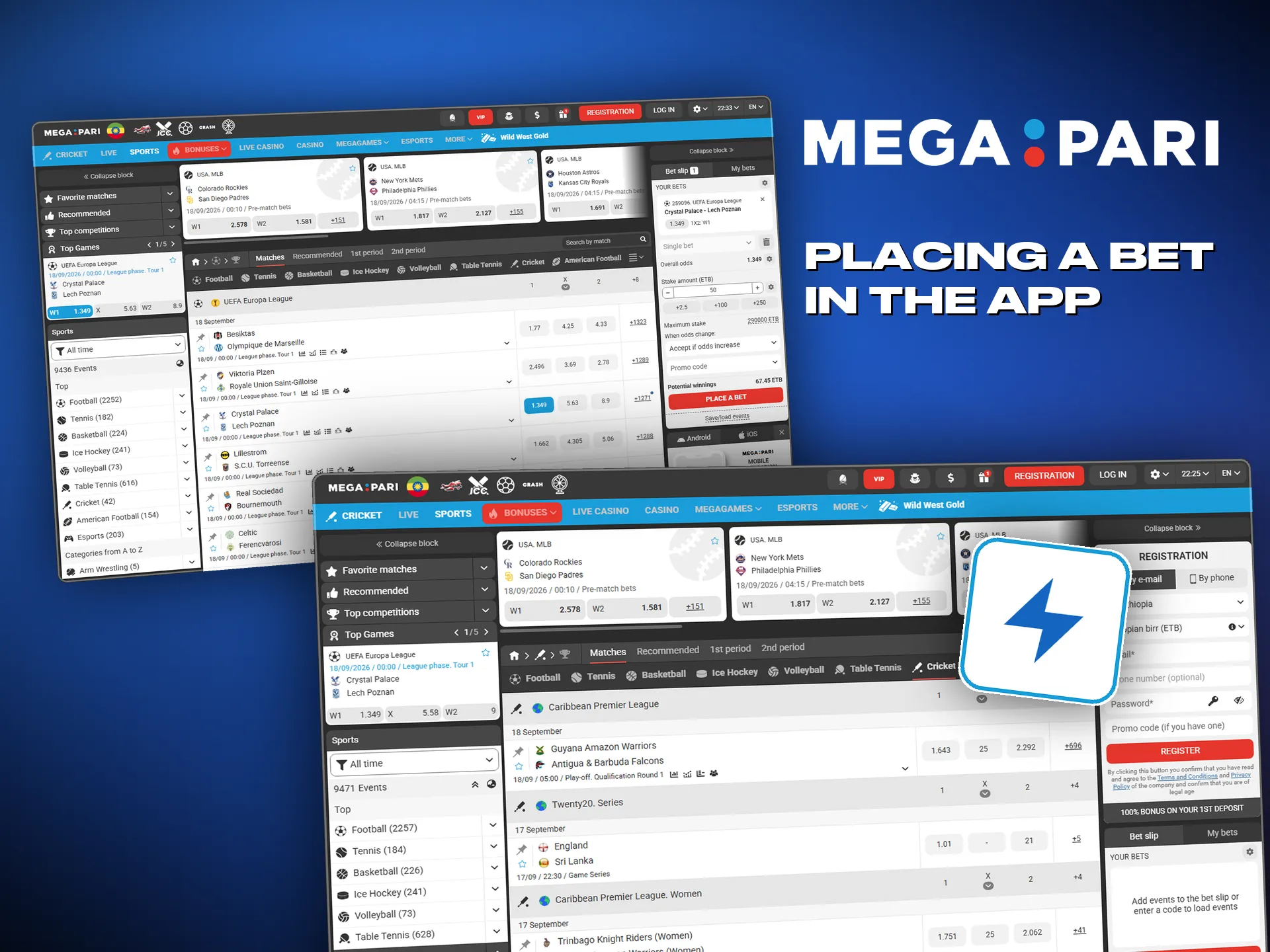 Betting at Megapari, from picking a match to entering the stake