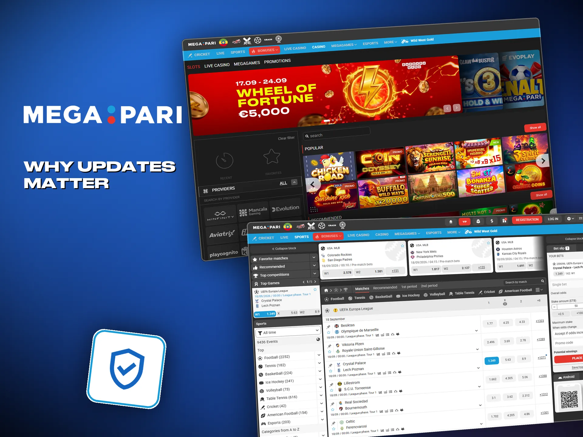 Updating the Megapari app improves security and loading speed