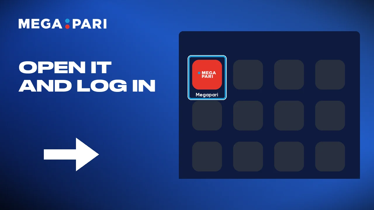 Pressing the icon opens Megapari and the login screen