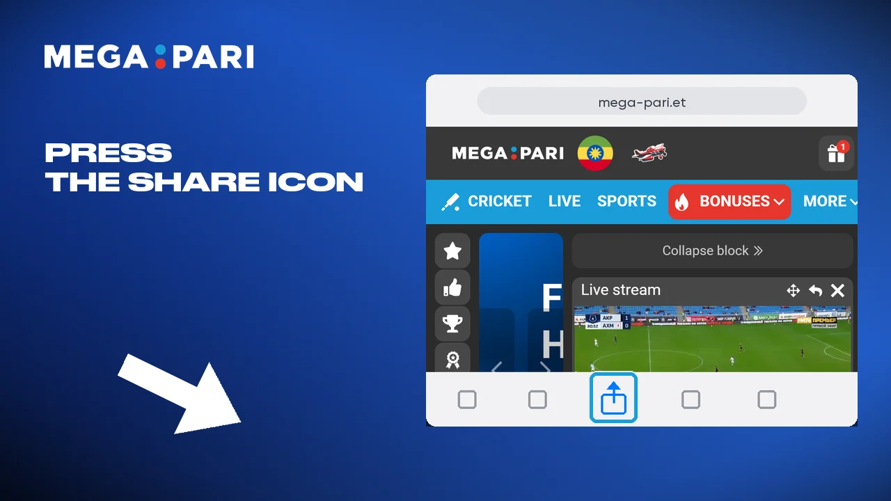 The share icon opens the iOS options menu