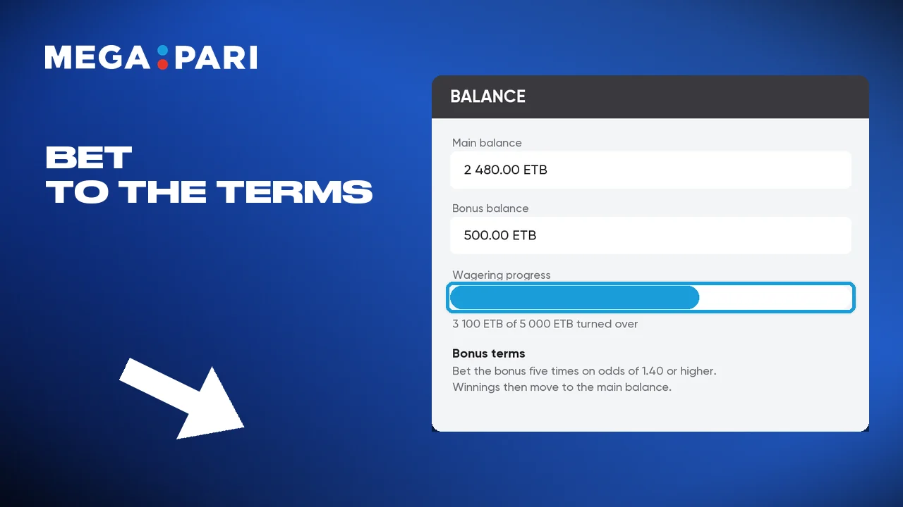 Betting to the bonus terms moves winnings to the main balance