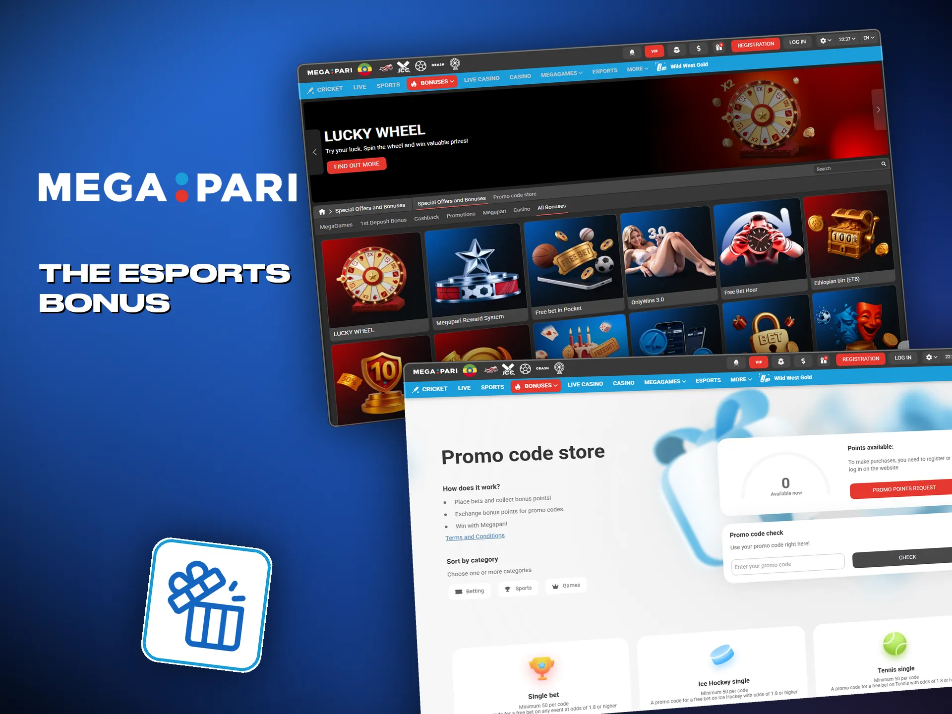 New Megapari players can add to their esports balance with the welcome bonus.