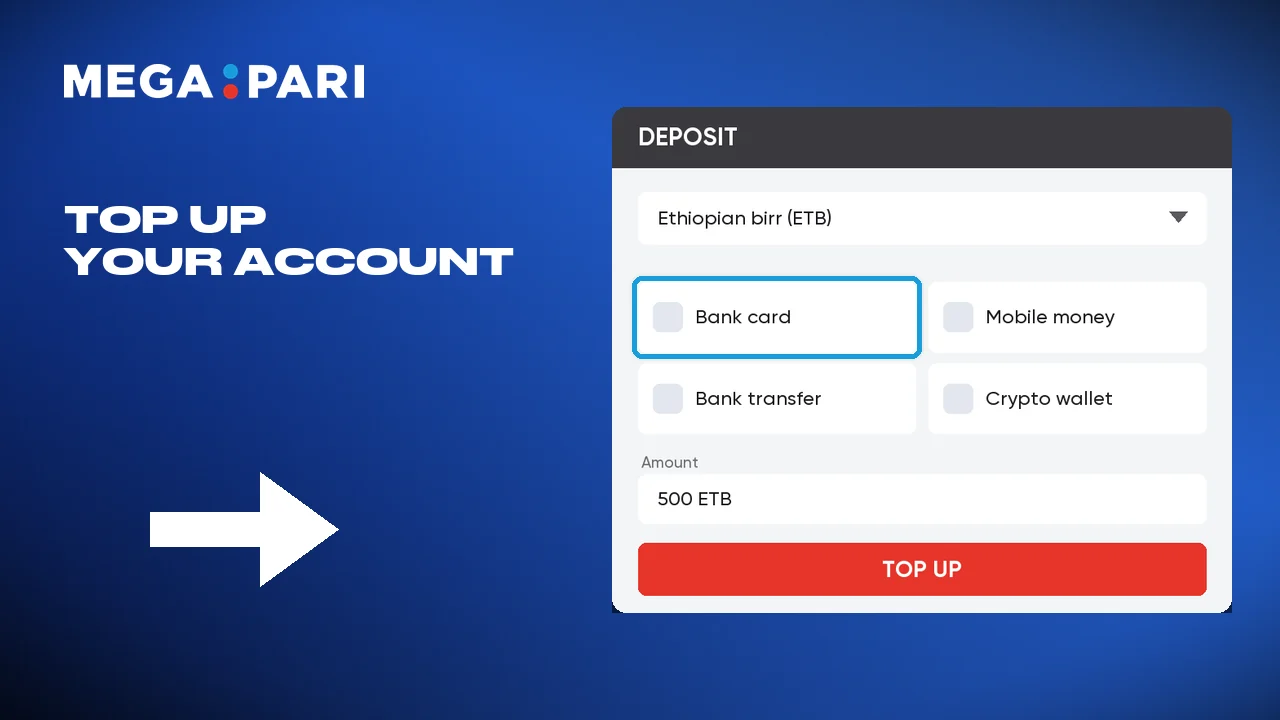 Choose a payment method and top up your Megapari account.