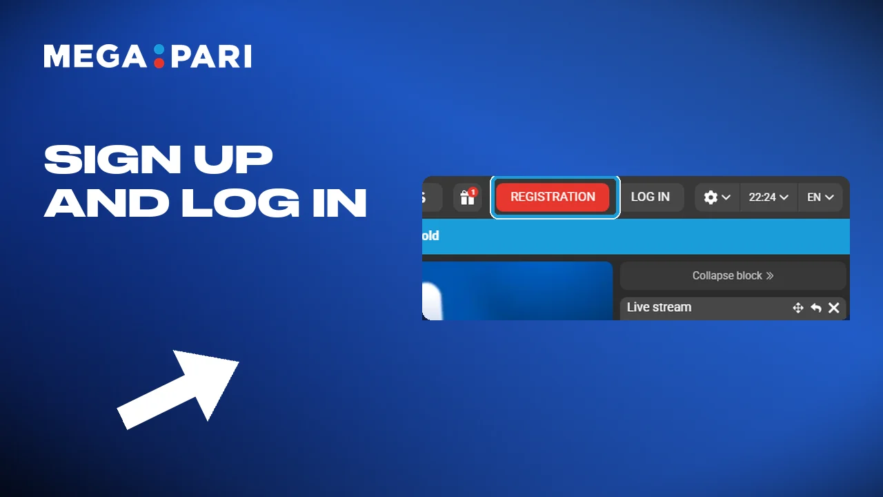 Sign up from the button at the top of Megapari, then log in
