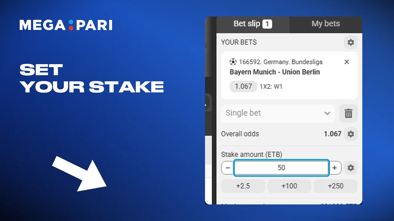 Pick the odds, then set your stake at Megapari.