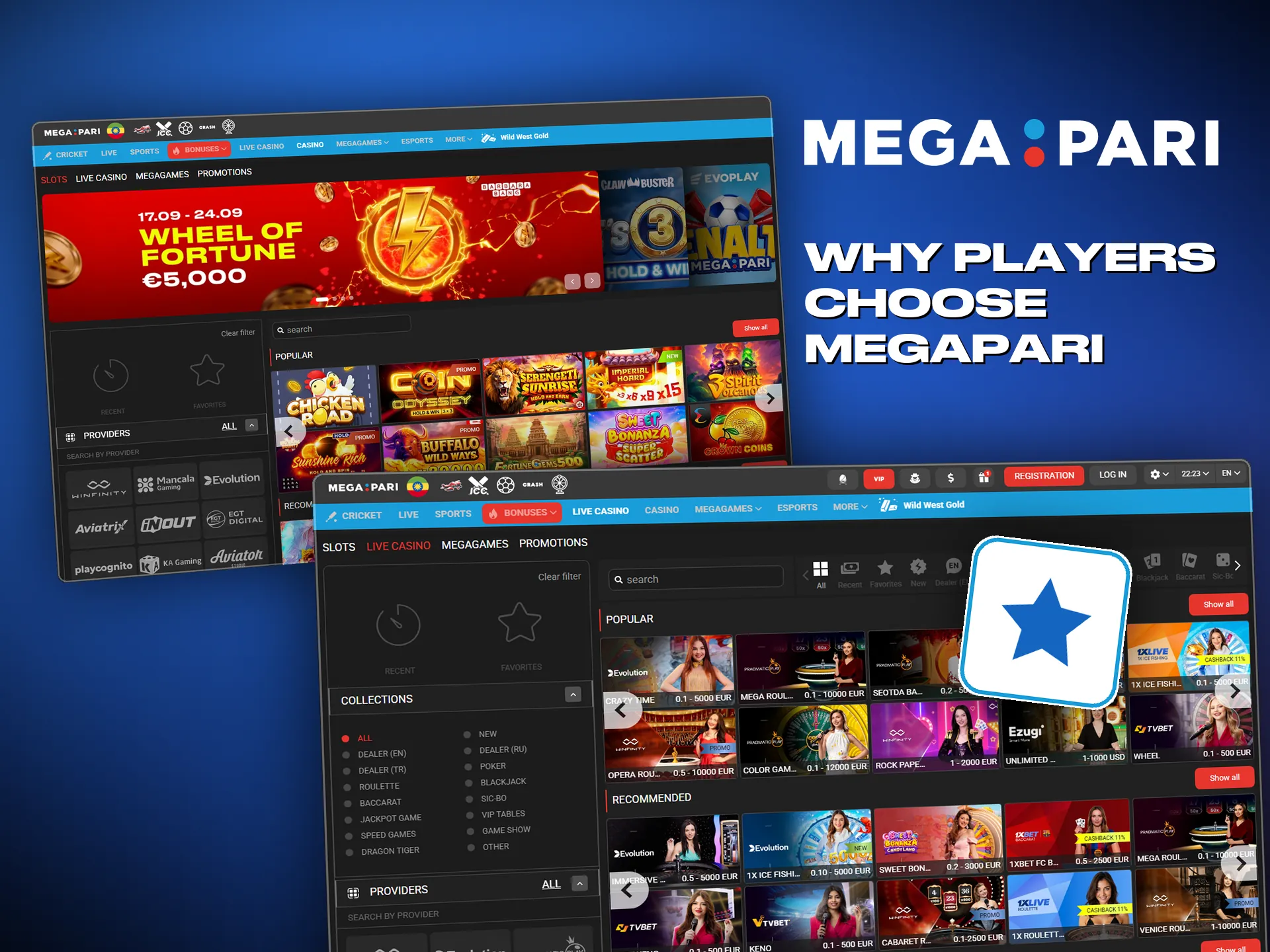 Why players choose Megapari: large bonuses and a broad game list.
