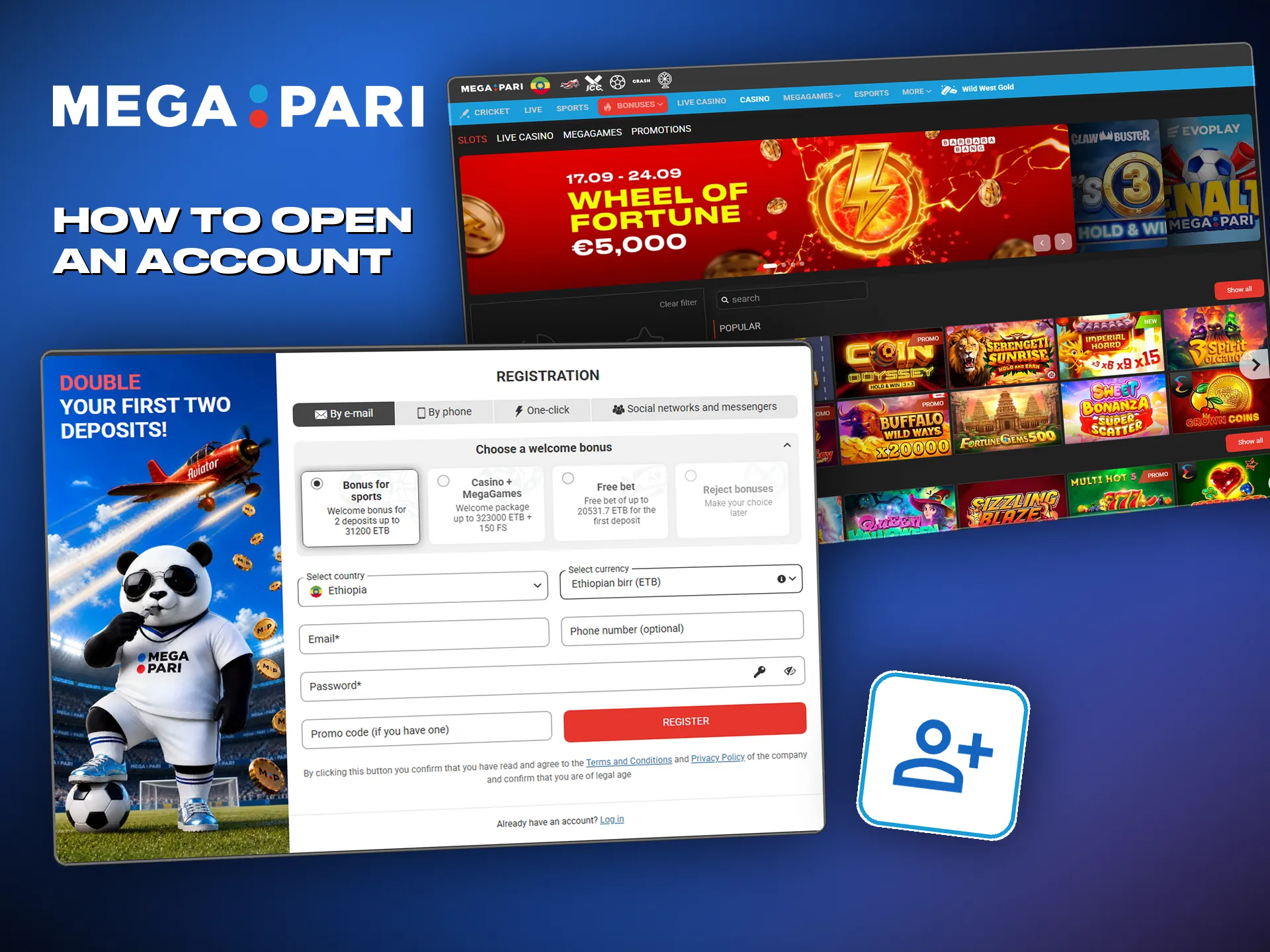 Open a Megapari account in a few steps and use every feature.