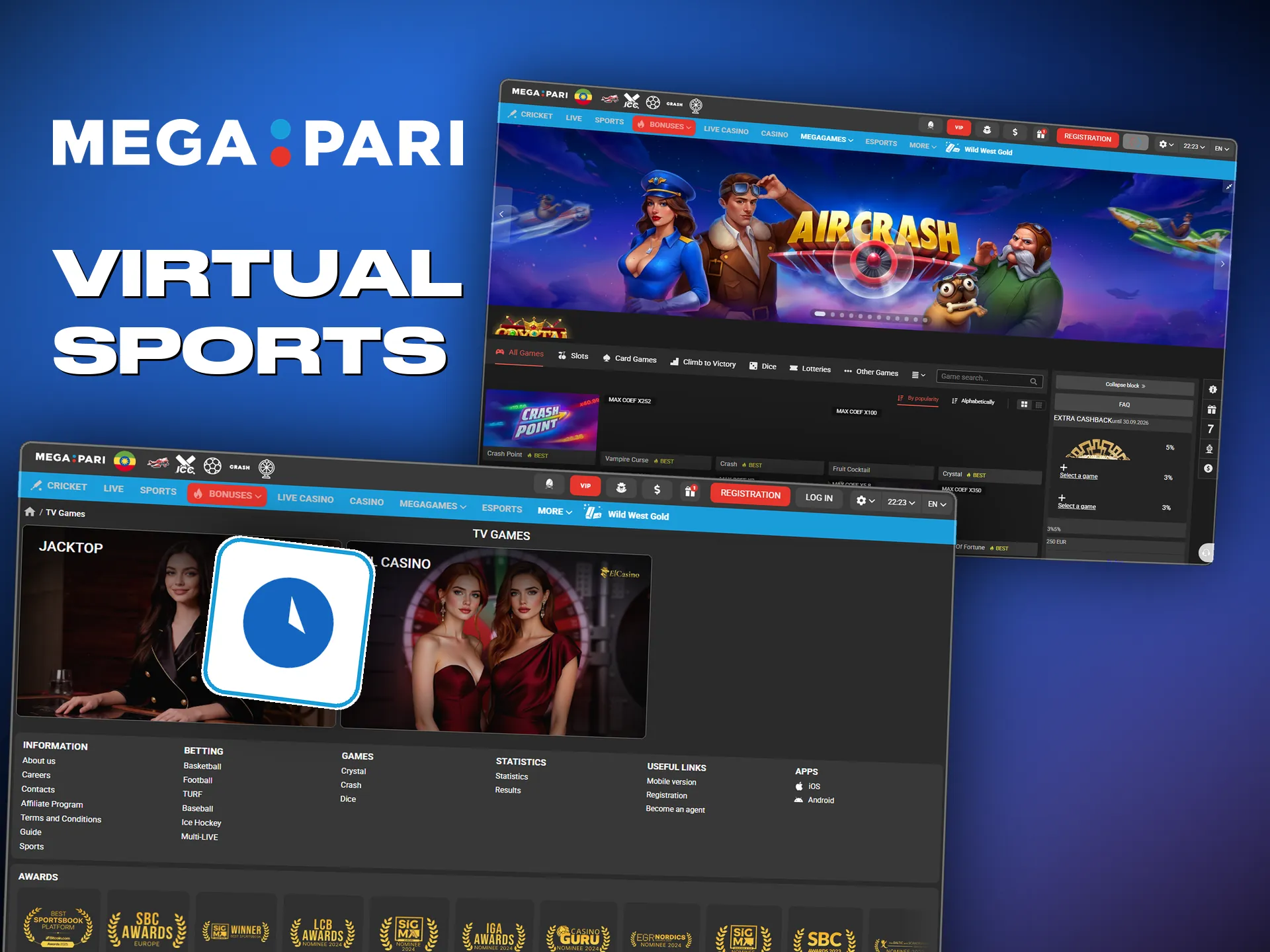 Megapari virtual sports run around the clock, so you can bet at any hour.