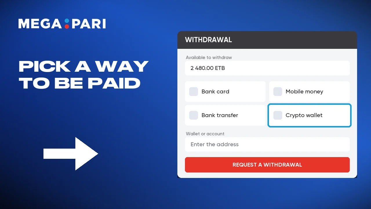 Choose crypto at Megapari for faster processing.