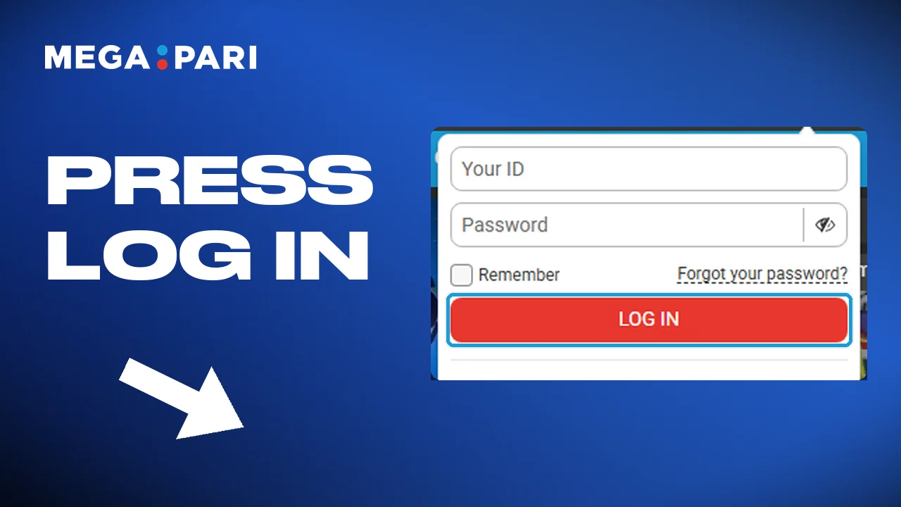 Pressing the Megapari log-in button to enter the account